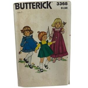 3368 Butterick Vintage SEWING Pattern‎ 1970s Girls Dress Jumper Blouse UNCUT 1